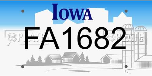 FA1682 Iowa License Plate