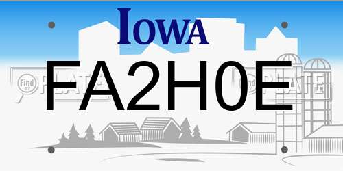 FA2H0E Iowa License Plate