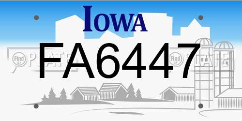 FA6447 Iowa License Plate