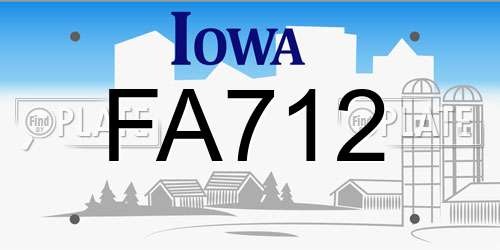 FA712 Iowa License Plate