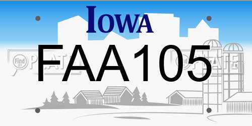 FAA105 Iowa License Plate