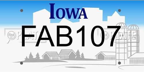FAB107 Iowa License Plate