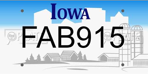 FAB915 Iowa License Plate