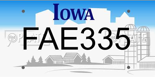FAE335 Iowa License Plate