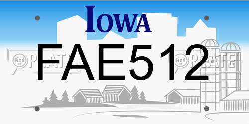 FAE512 Iowa License Plate