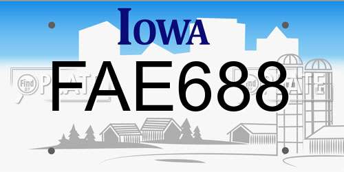 FAE688 Iowa License Plate