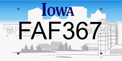 FAF367 Iowa License Plate