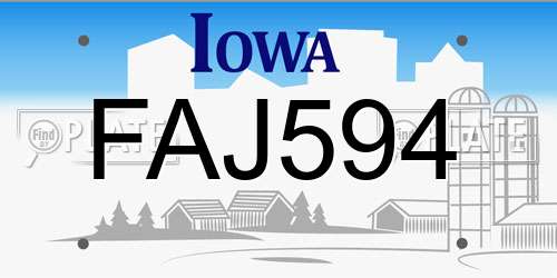 FAJ594 Iowa License Plate