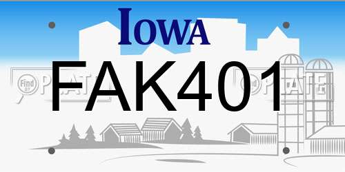 FAK401 Iowa License Plate