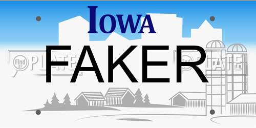 FAKER Iowa License Plate