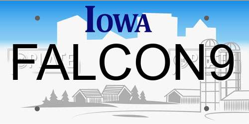 FALCON9 Iowa License Plate