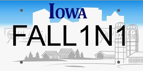 FALL1N1 Iowa License Plate