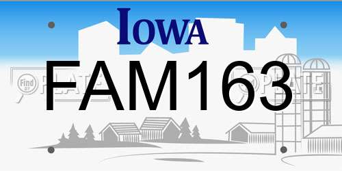 FAM163 Iowa License Plate