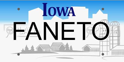 FANETO Iowa License Plate