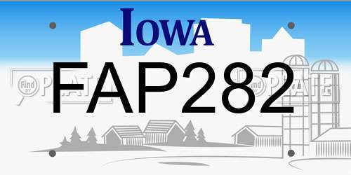 FAP282 Iowa License Plate