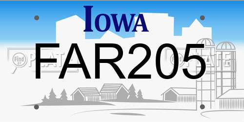 FAR205 Iowa License Plate