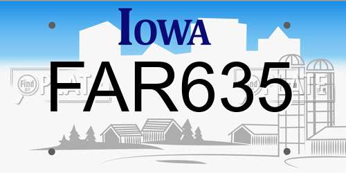 FAR635 Iowa License Plate