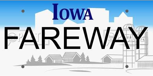FAREWAY Iowa License Plate