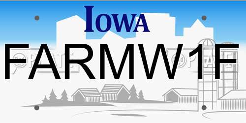 FARMW1F Iowa License Plate