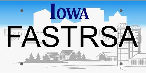 FASTRSA Iowa License Plate