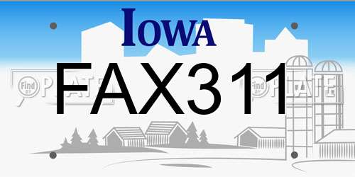 FAX311 Iowa License Plate