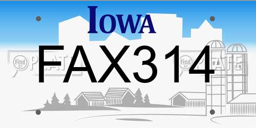 FAX314 Iowa License Plate