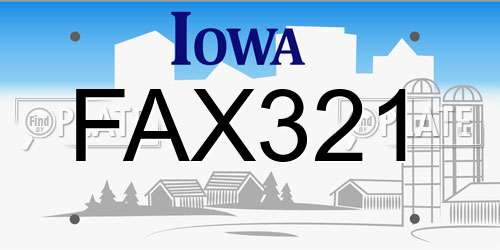 FAX321 Iowa License Plate