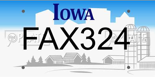 FAX324 Iowa License Plate
