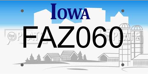 FAZ060 Iowa License Plate