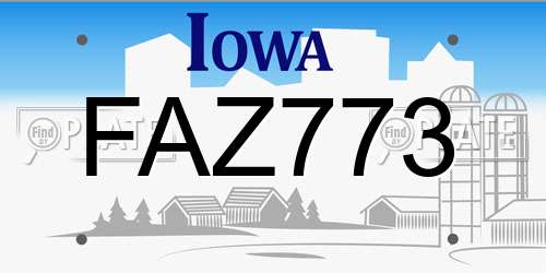 FAZ773 Iowa License Plate
