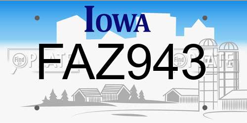 FAZ943 Iowa License Plate
