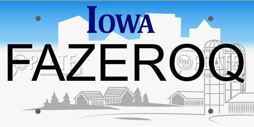 FAZEROQ Iowa License Plate