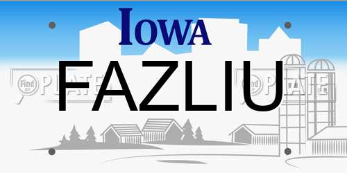 FAZLIU Iowa License Plate