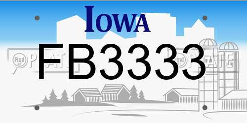 FB3333 Iowa License Plate