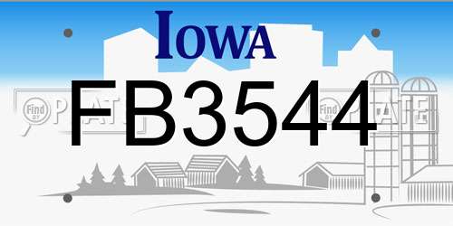 FB3544 Iowa License Plate