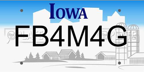 FB4M4G Iowa License Plate