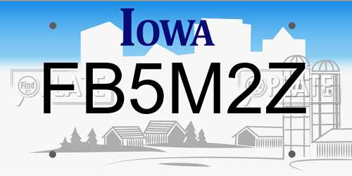 FB5M2Z Iowa License Plate