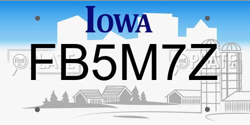 FB5M7Z Iowa License Plate
