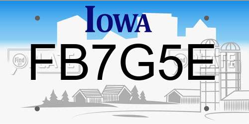 FB7G5E Iowa License Plate