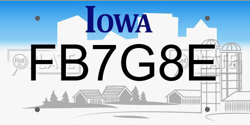 FB7G8E Iowa License Plate
