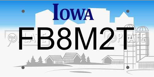 FB8M2T Iowa License Plate