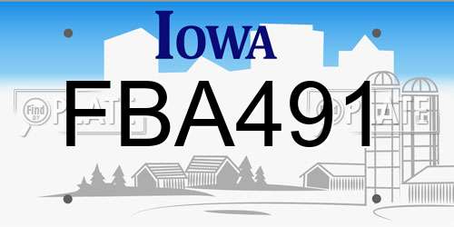 FBA491 Iowa License Plate