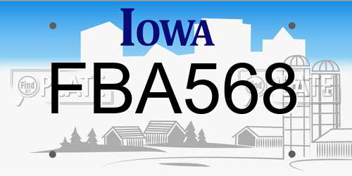 FBA568 Iowa License Plate