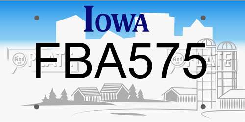 FBA575 Iowa License Plate