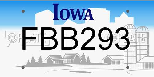 FBB293 Iowa License Plate