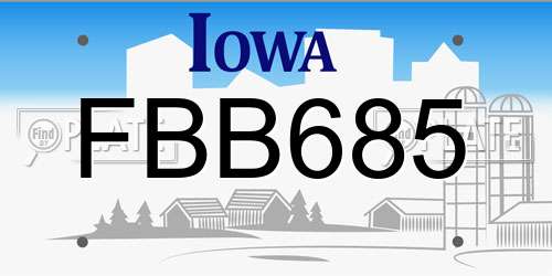 FBB685 Iowa License Plate