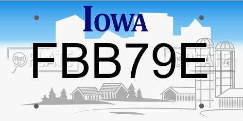 FBB79E Iowa License Plate