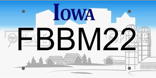 FBBM22 Iowa License Plate