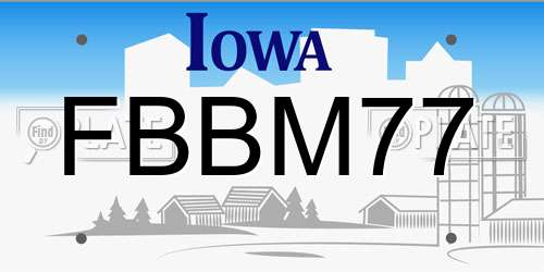 FBBM77 Iowa License Plate