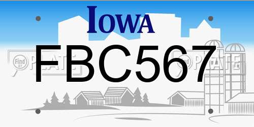 FBC567 Iowa License Plate